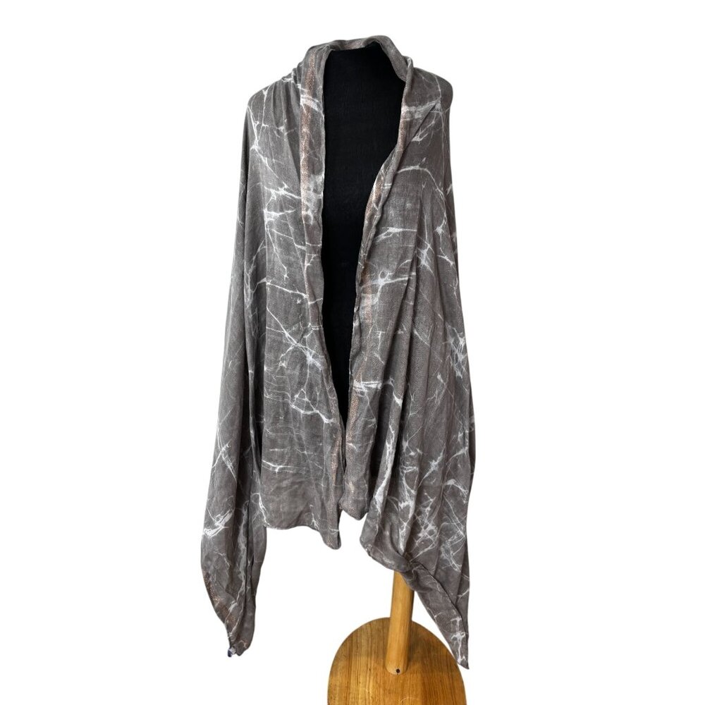 Simply Vera Vera Wang Brown & White Marble Print Wrap Scarf Shawl 76"x34" Lightw
